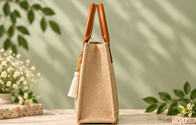 embroidered jute tote - Image 3