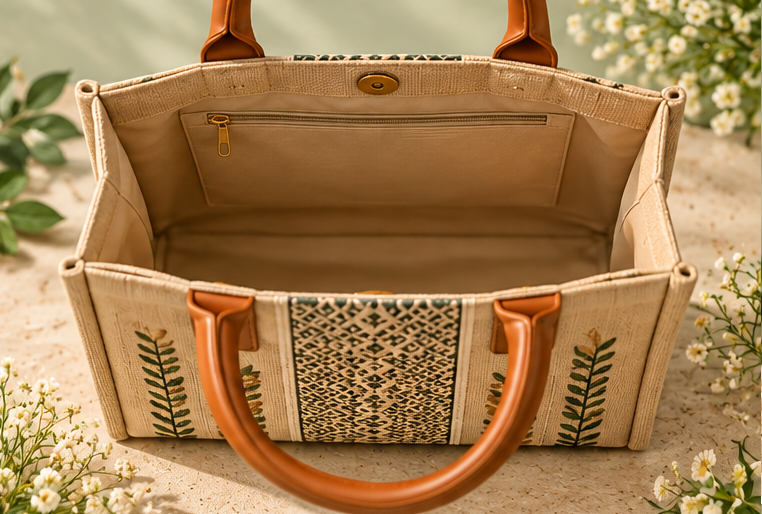 embroidered jute tote - Image 2